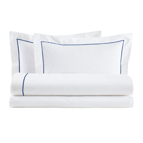 Pearl White Cotton double bed set + 2 "Bacchetta" pillowcases