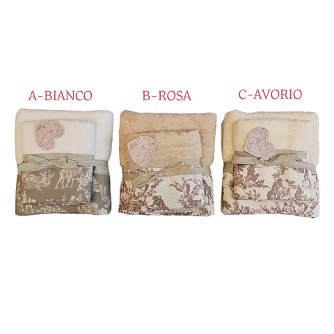 Blanc Mariclò Pair of cotton sponge towels 40x60 - 60x100 cm 14 variants