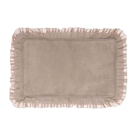 Blanc Mariclò Tappeto bagno in cotone tortora con doppia gala "Bagno Chiaro" 50x80 cm - Angelica Home Stabia