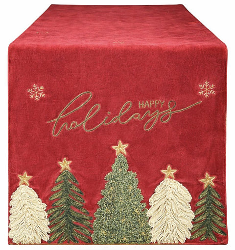 Clodette Runner di natale in velluto con ricami "Chalet" 160x40 cm 2 varianti(1 unità)
