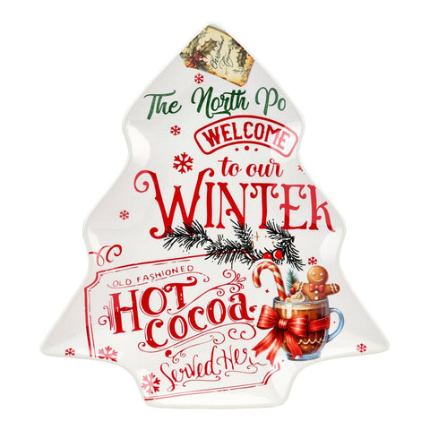 Plateau Sapin de Noël en porcelaine Fade « Chocolat » 30x28 cm