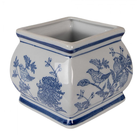 Clayre & Eef Contenitore con decori blu 13x13x17 cm
