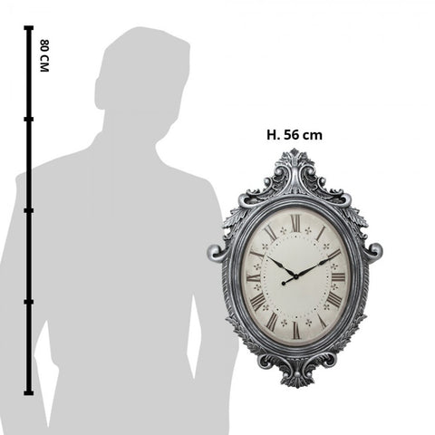 CLAYRE & EEF Orologio da parete resina argento 56x6x76 cm / 1xAA