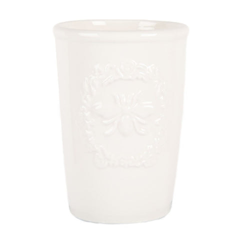 Clayre & Eef Porta Spazzolini da bagno in ceramica bianco D8xH12 cm