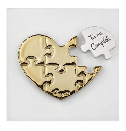 Bongelli Preziosi Quadretto Cuore Puzzle bianco/oro, Made in Italy 15x15 cm