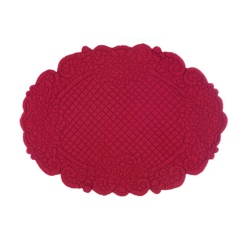 Blanc Mariclò Set 2 tovagliette americane ovali in cotone rosso "Carmen" 30x20 cm