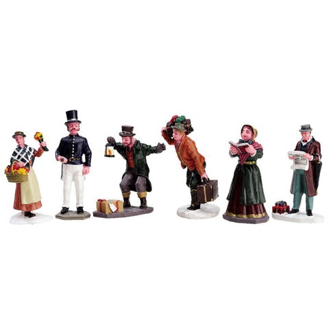 LEMAX Set 6 cittadini "Townsfolk Figurines" in poliresina H7 cm