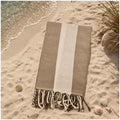 Asciugamano spiaggia in lino con frange, stile shabby chic, ideale per arredo casa e vacanze