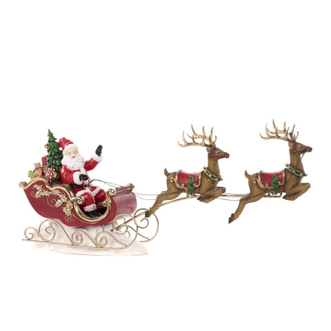 GOODWILL Père Noël en traîneau avec rennes en résine 57,5 ​​cm