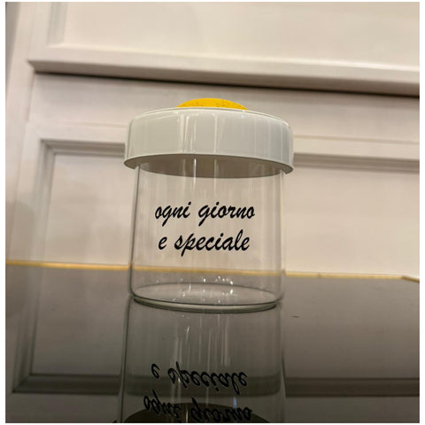 Chiaraela Cilindro medio con dedica e Cuore puzzle giallo D7xH10 cm