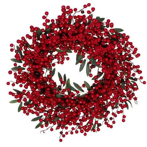 BERRY/LEAF WREATH RD/GR 56CM
