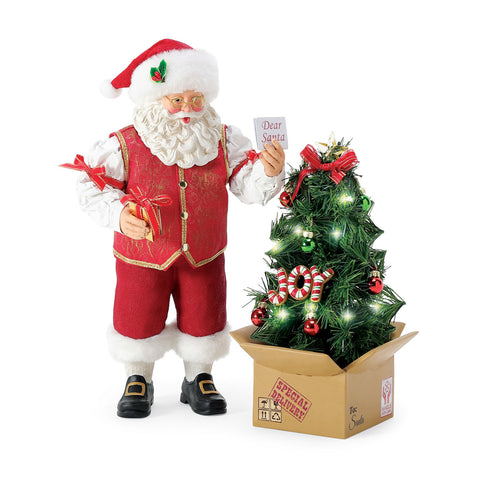 Department 56 Statuina Babbo Natale con albero e luci led 23x15.5xH27 cm