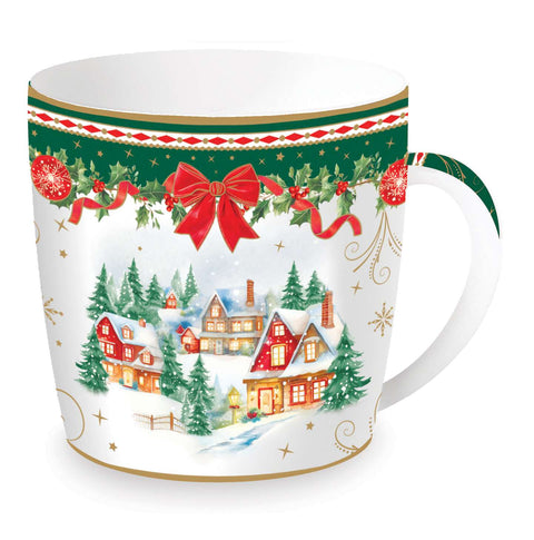 Easy Life Tazza di natale in porcellana + box "Christmas Heritage" 350 ml 4 varianti(1 unità)