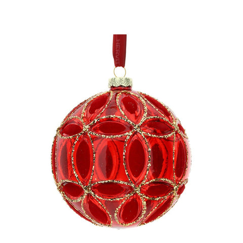 Hervit Boule de Noël en verre rouge D10 cm