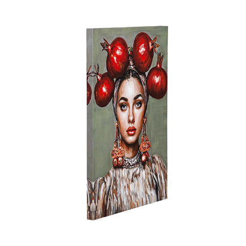 Eurolamp Quadro su tela Donna con melograni rossi 50x3,5x70 cm