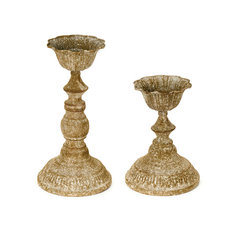 Cloth Clouds Set of 2 Antique Metal Candle Holders H15.5/22 cm