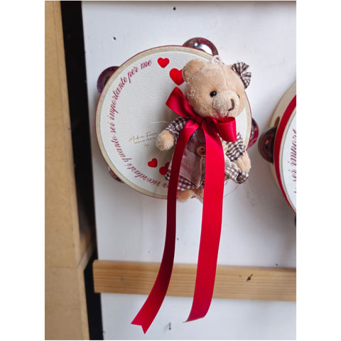 Madame Fioccò Tamburello Love Teddy avec ours en peluche D13,5x4,5 cm 2 variantes (1 unité)