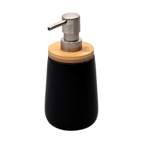 Estia Home Dispenser sapone in dolomite nero e bamboo 360 ml