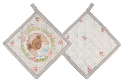Cloth Clouds Cotton Kitchen Pot Holder with "Sweet Bear" 18x18 cm 2 variants (1 unit)
