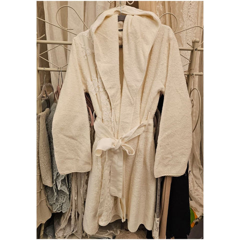 Chez Moi Accappatoio Donna in spugna con pizzo "Simposio" 2 varianti(1 unità)