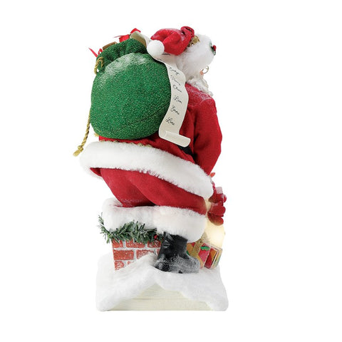 Department 56 Possible Dreams Babbo Natale luci led "Santa Stop Here!" 18x15.5xH27 cm