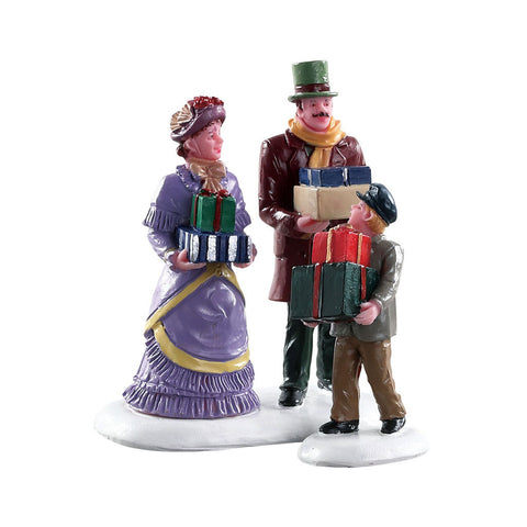 LEMAX Set of 2 "Walking Family" characters in polyresin H7.1 cm