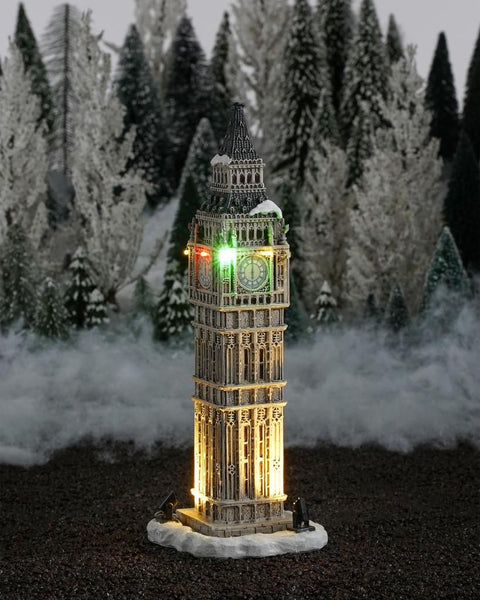 Luville Big Ben bâtiment de Noël illuminé en résine 9x9xH26 cm