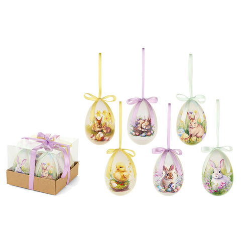 Nuvole di Stoffa Set 6 uova di pasqua con conigli + scatola regalo "Rabbit PePen" H8 cm