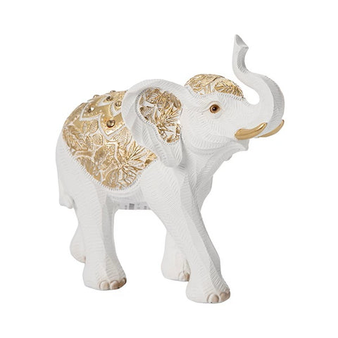 Eurolamp Statuina Elefante in poliresina bianco/oro 21,5x9,5xH20 cm