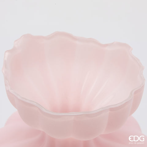 Edg Enzo de Gasperi Vaso Flow Sinuoso in vetro opaco rosa D26xH32 cm - Angelica Home Stabia