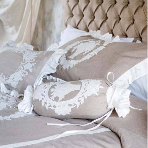 Blanc Mariclò Cuscino arredo Caramella in misto lino beige "Soffio Collection" 30x50 cm
