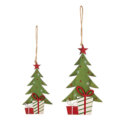 Nuvole di Stoffa Set 2 Alberi di natale in legno anticato "Bear Wonderland" H12/17 cm