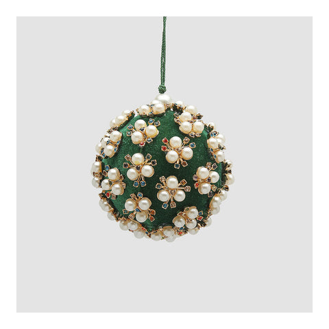 EDG Sfera di natale palla con perle addobbo velluto D8 cm 2varianti (1unità)