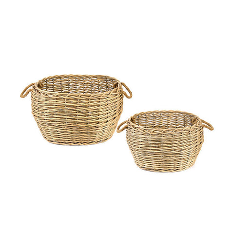 Cloth Clouds Oval Wicker Basket "Carlotta Rossa" H33/40 cm 2 variants (1 unit)