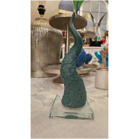 Chiaraela Decoro Corno fiori grande base in vetro 9.5x9.5xH24.5 cm