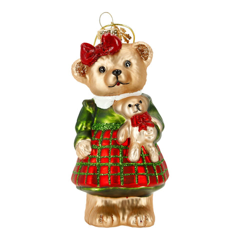 TIMSTOR Addobbo albero di natale orsetto da appendere in vetro 25,2x14,1x19x7 cm