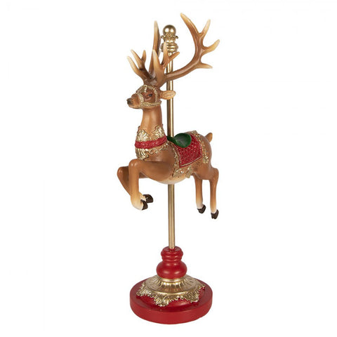 Clayre & Eef Statuette de renne décorative de Noël en résine marron 18x10x35 cm