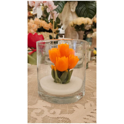 Cereria Parma Bicchiere medio con candela profumata tulipani D10xH10 cm 5 varianti(1 unità)