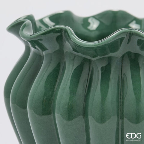 Edg Enzo de Gasperi Vaso Fleur portafiori in vetro verde D17xH20 cm