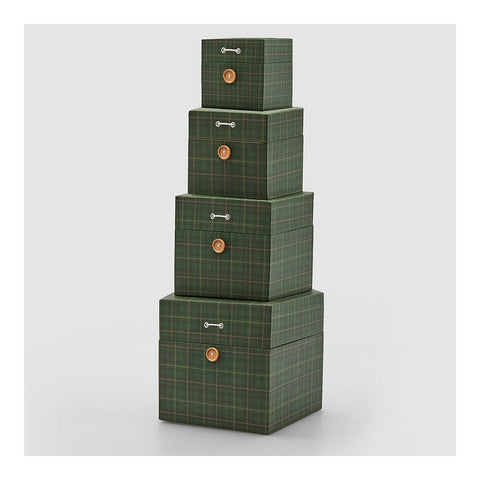 EDG Set 4 Scatole natalizie scozzese verde 12/15/18/22 cm
