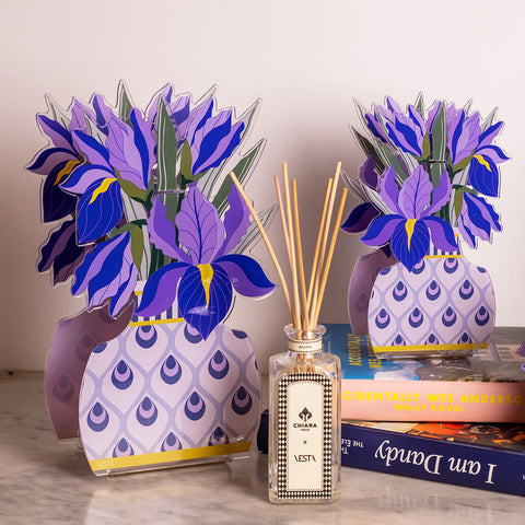 Vesta Profumatore per ambienti grande, Iris viola in cristallo acrilico 200 ml