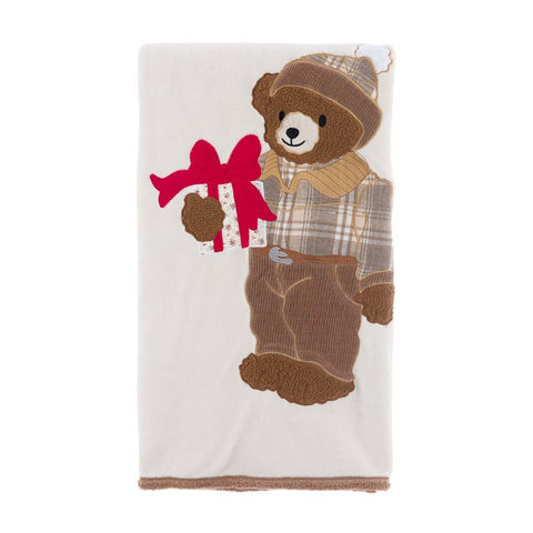 SHERPA BLANKET WITH BEAR APPLIQUÉ 440GSM