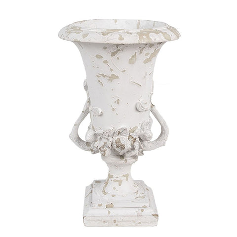 Clayre & Eef Fioriera bianco anticato Shabby Chic Ø19x28 cm