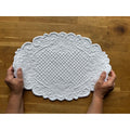 Blanc Mariclò Set 2 tovagliette americane ovali in cotone bianco 35x50cm - Angelica Home Stabia