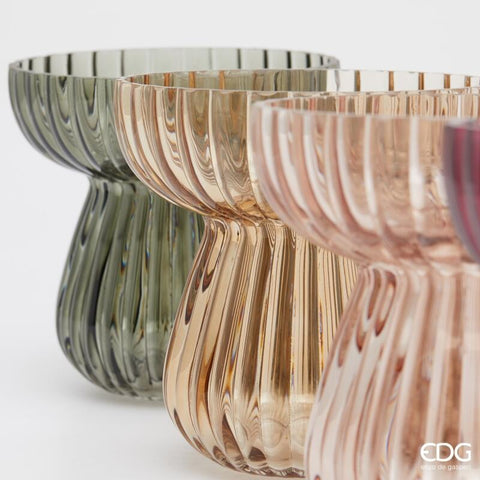 Vase rayé en verre EDG Enzo de Gasperi D15xH15,5 cm 4 variantes (1 unité)
