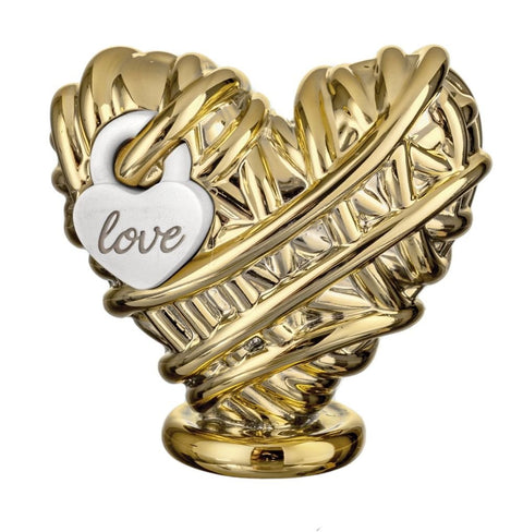 Bongelli Preziosi Figurine Coeur Boule de Laine Blanc/Or 8x8 cm