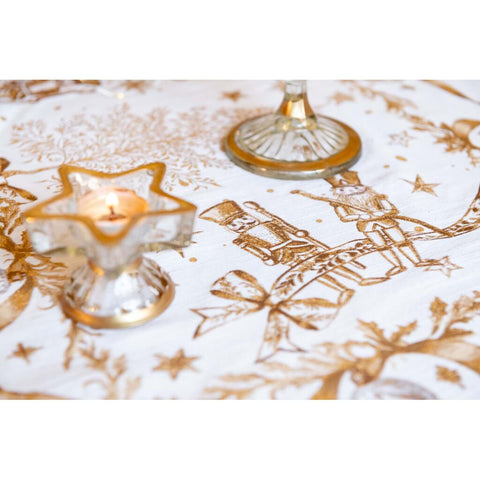 Nappe de Noël Casse-Noisette Blanc Mariclò « Golden Magic » 160x280 cm