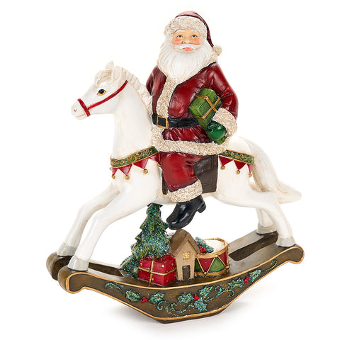 Cloth Clouds Santa Claus on Horse "Christmas Card" 25x7x30 cm