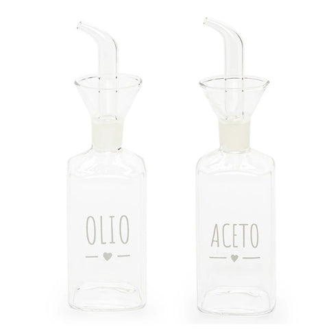 Cloth Clouds Set of 2 Glass Oil and Vinegar Bottles "My Home" 250 ml