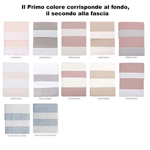 L'Atelier 17 Completo Letto un posto e mezzo, lenzuola bordo a contrasto "Adele" 7 varianti